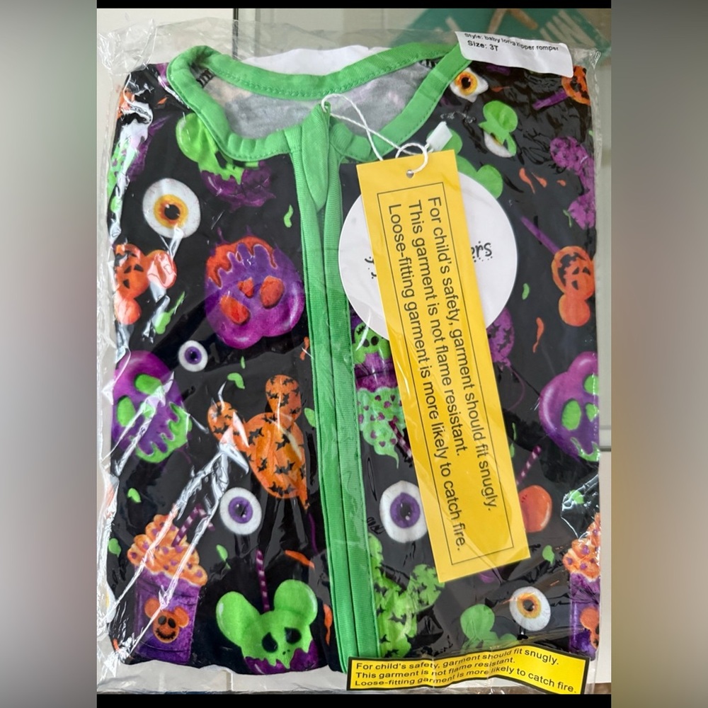 Showstoppers Disney Inspired Halloween Print Bamboo Zippy 3T